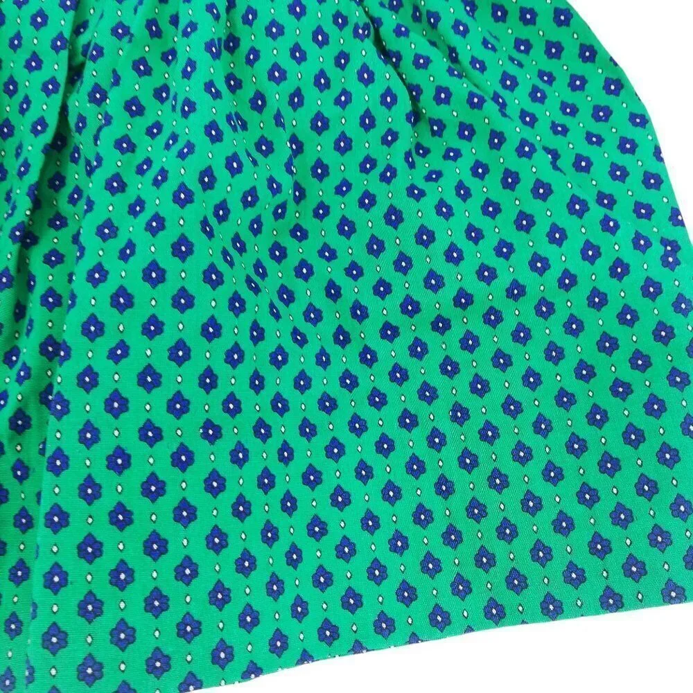Vintage Sears Ruffle Collar Prairie Dress Size 20lbs 6-9 months Bow Floral Green